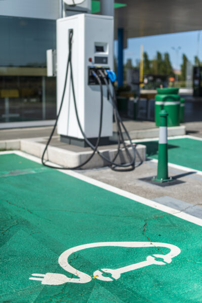 Electric charge station. Electric plug for charging cars. Car ch